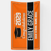 モノクロのスクールカラー卒業 横断幕 (縦)