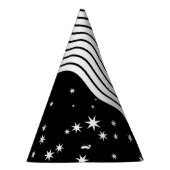 モノクロのストライプと星 パーティーハット (右)