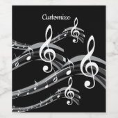 モノクロのト音記号 ワインラベル (シングルラベル)