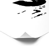 モノクロのドイツ語「お誕生日おめでとう」リノカット ポスター (コーナー)