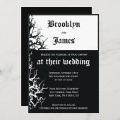 モノクロのハロウィン結婚式招待状 招待状 (正面/裏面)