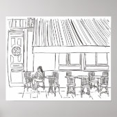 モノクロのパリカフェポスター ポスター (正面)