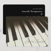 モノクロのピアノの鍵盤の写真 ウェディング 招待状 (正面/裏面)