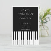 モノクロのピアノの音楽 ピアノの発表会 招待状 (スタンド正面)
