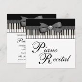 モノクロのピアノ鍵盤リサイタル招待状 招待状 (正面/裏面)