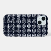モノクロのフォルク柄 iPhone 15ケース (裏面横)