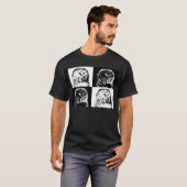 モノクロのフクロウ ポップアート Tシャツ (正面フル)