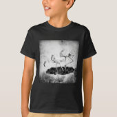 モノクロのフラミンゴ・ウォーターカラー・ウォールアート装飾 Tシャツ (正面)