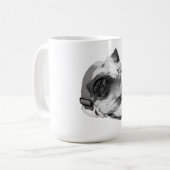 モノクロのブルドッグの横顔 コーヒーマグカップ (正面左)