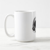 モノクロのブルドッグの横顔 コーヒーマグカップ (左)