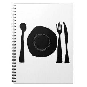 モノクロのプレートと食器 ノートブック