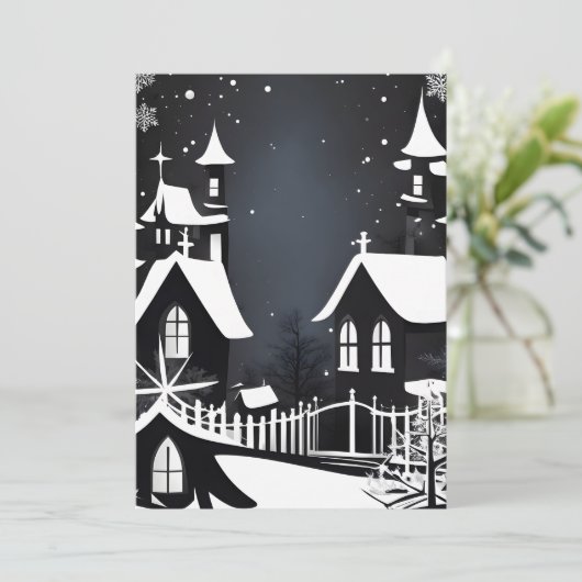 モノクロのホリデーカード シーズンカード (スタンド正面)