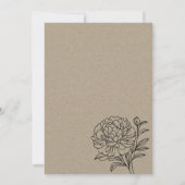 モノクロのマリーゴールドの花のスケッチ ウェディング 招待状 (裏面)