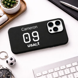 モノクロのミニマリストなアメリカのアスリート iPhone 15 PROケース
