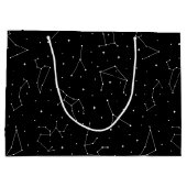 モノクロのミニマリストな星座パターン ラージペーパーバッグ (裏面)