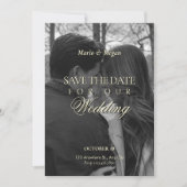 モノクロのミニマリストな白黒結婚式フォト 招待状 (正面)