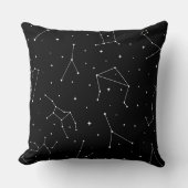 モノクロのミニマリスト星座パターン クッション (正面)
