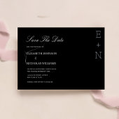 モノクロのミニマルでエレガントなウェディング セーブザデート