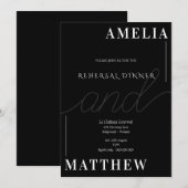 モノクロのミニマルなリハーサル招待状 招待状 (正面/裏面)