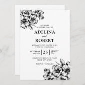 モノクロのミニマルな花の結婚式 (正面/裏面)