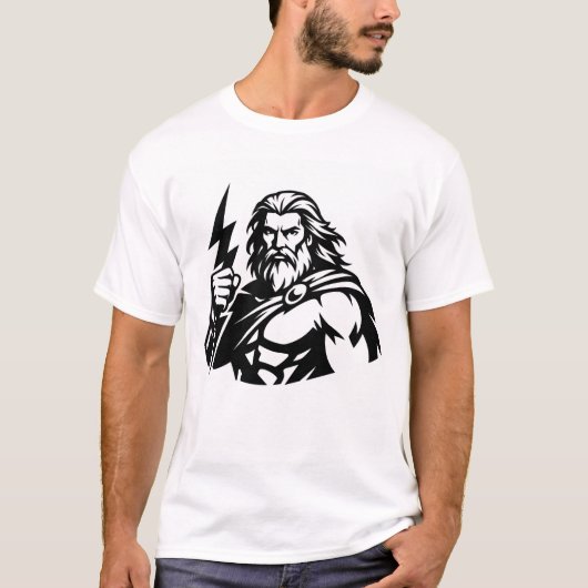 モノクロのミニマルゼウス Tシャツ (正面)