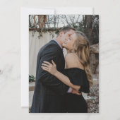 モノクロのモダンなカリグラフィーデザインの結婚式の写真 招待状 (裏面)