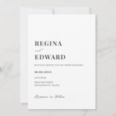 モノクロのモダンなミニマルな写真のウェディング セーブザデート (裏面)