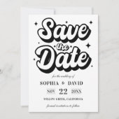 モノクロのモダンな結婚式ミニマリスト セーブザデート (正面)