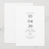 モノクロのモダン ミニマル ウェディング セーブザデート (正面/裏面)