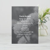 モノクロのユリの花のパーティー 招待状 (スタンド正面)