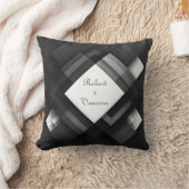 モノクロのレイヤー幾何結婚抽象芸術 クッション (ブランケット)