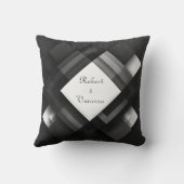 モノクロのレイヤー幾何結婚抽象芸術 クッション (裏面)