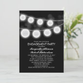 モノクロのロマンチックなランタン　エンゲージパーティー 招待状 (スタンド正面)