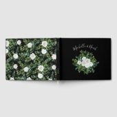 モノクロのローズフラワーウェディング ゲストブック (全面)