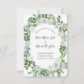 モノクロのローズフラワーウェディング 招待状 (正面)