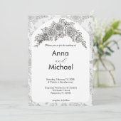 モノクロのローズ ウェディング 招待状 (スタンド正面)