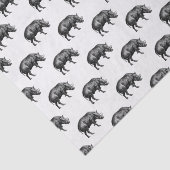 モノクロのヴィンテージなイノシシのイラスト 薄葉紙 (詳細)