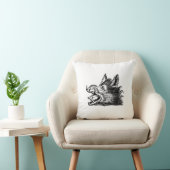 モノクロのヴィンテージな猪の頭部イラスト クッション (椅子)