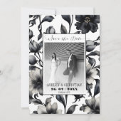 モノクロのヴィンテージエレガントな「保存の日」 招待状 (正面)