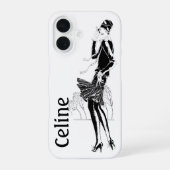 モノクロのヴィンテージ女性 iPhone 16ケース (裏面)