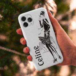 モノクロのヴィンテージ女性 iPhone 16ケース