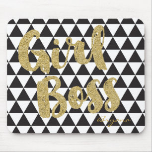 モノクロの三角 GIRL BOSS 偽のゴールドオフィス マウスパッド