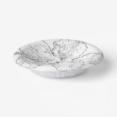 モノクロの上品な花のラインアートが描かれたペーパーアイテム ペーパーボウル (傾斜あり)