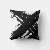 モノクロの乱雑な筆跡 クッション (正面)