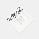 モノクロの伝統的な花の結婚式 スタンダードカクテルナプキン (角)