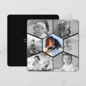 モノクロの六角形写真コラージュ シーズンカード (正面/裏面)