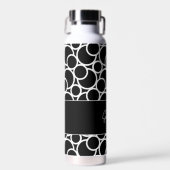 モノクロの円パターン（モノグラム） ウォーターボトル (正面)