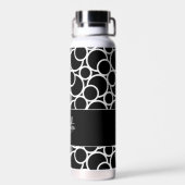 モノクロの円パターン（モノグラム） ウォーターボトル (背面)