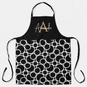 モノクロの円パターン（モノグラム） エプロン (正面)