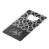 モノクロの円パターン（モノグラム） クレジットカード栓抜き (裏面アングル)